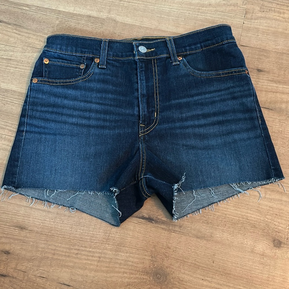 Levi’s Dark Wash High Rise Shorts